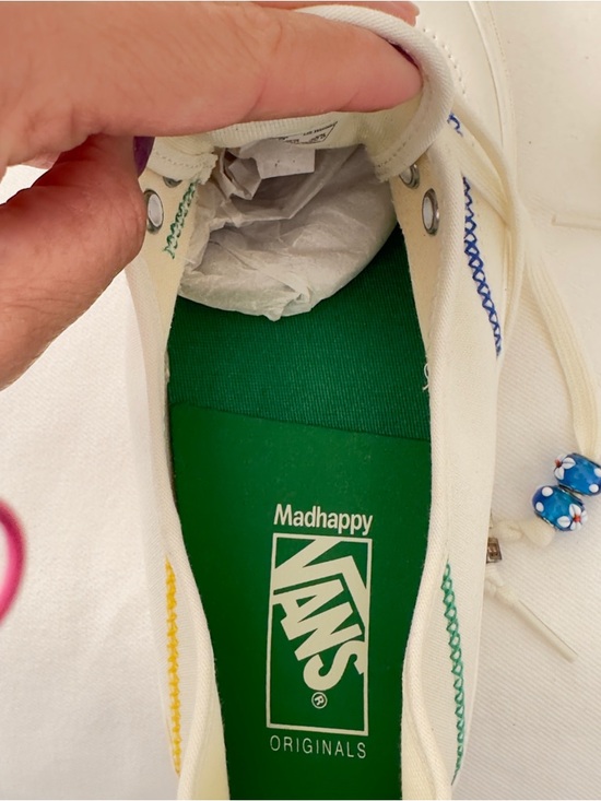 Madhappy  Cream Canvas Sneakers with Multicolor Embroidery Size: 12 - Picture 4 of 11